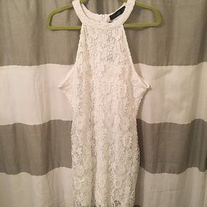 White Lace Floral Sleeveless Dress